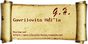 Gavrilovits Héla névjegykártya